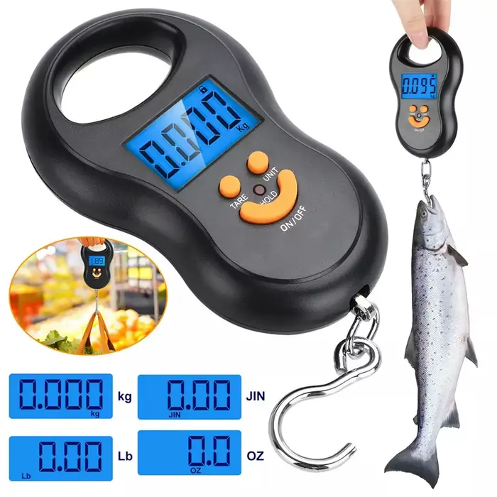 Balance numérique pêche 50kg/10g avec rétroéclairage - Pèse-poisson et bagages électronique portable
