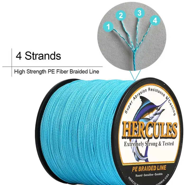 Ligne de pêche Hercule Braid PE Armée Verte 4 Brins 100 à 2000M Très Haute Résistance 6LB-100LB
