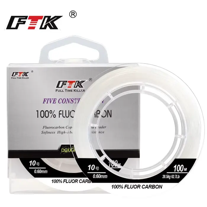 Ligne de pêche fluorocarbone 100% FTK 50M 100M, bas de ligne carp fast sinking pour canne à mouche