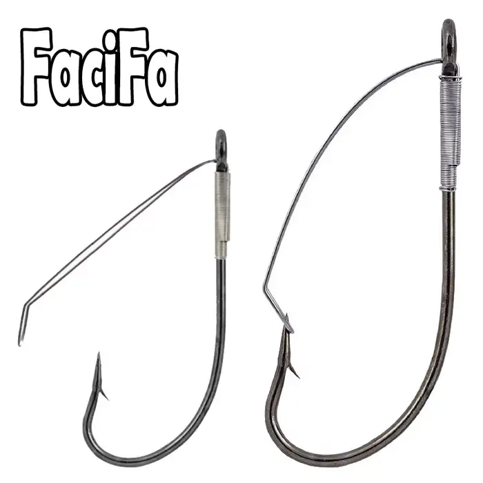 20 hameçons sans herbe barbelés pour Wacky Rig - Tailles 6 à 5/0 acier haute teneur