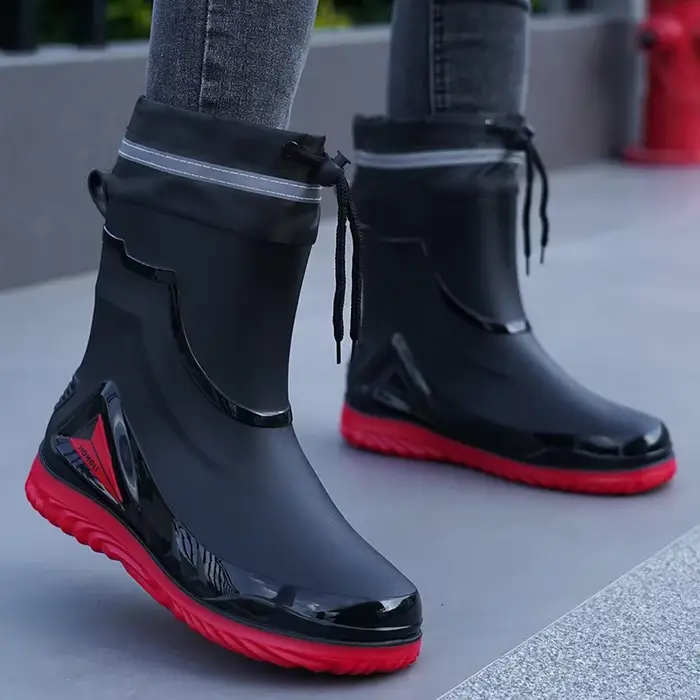 Bottes de pluie homme imperméables anti-dérapantes pour pêche et travail extérieur chaudes