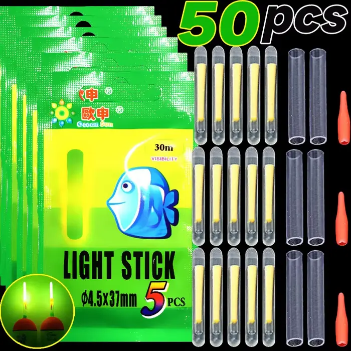 Lumières de pêche fluo flottantes pour canne à pêche, 5 à 50 pièces, visibles dans le noir