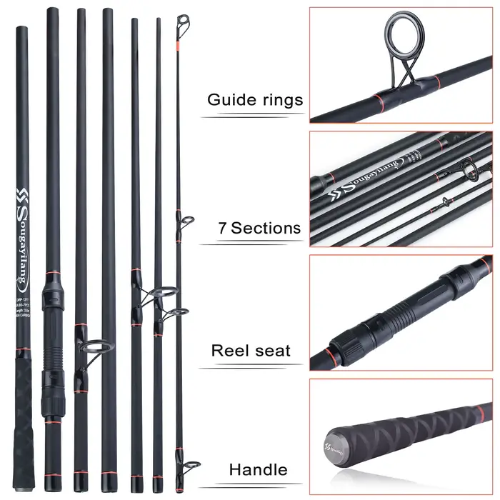 Canne carpe voyage Sougayilang 3.0-3.6m 6/7 sections carbone - Pêche feeder portable télescopique