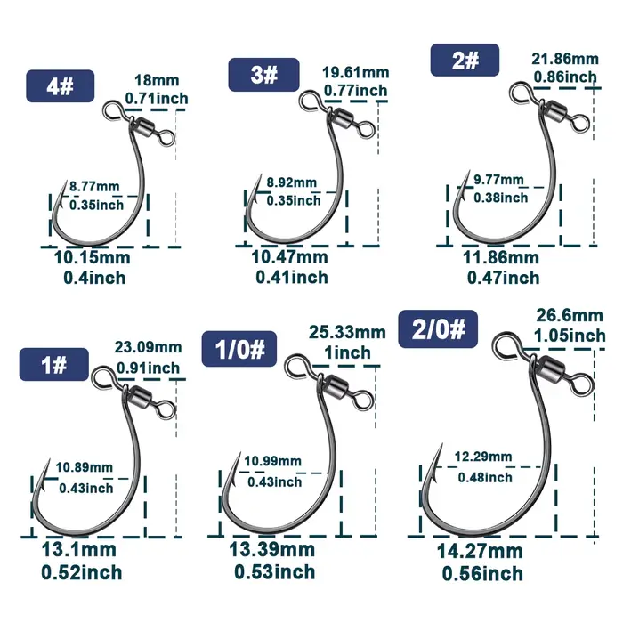 Hameçons Drop Shot pêche carnassiers - Crochets in-line avec émerillon pour vers 25-100 pièces acier carbone