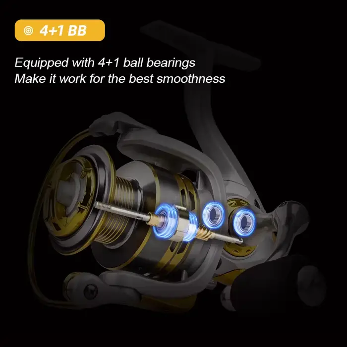 Moulinet MEREDITH Spinning avec bobine métallique 5.2:1 pour pêche carpe et pêche en mer