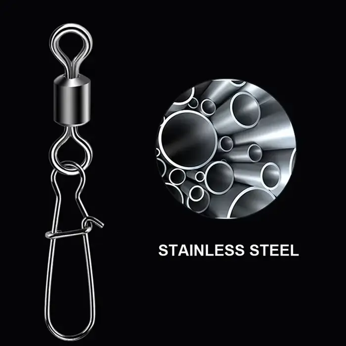 50 pièces de swivels à roulement pour pêche - Tailles #2/4/6/8/10/12 avec connecteur rapide