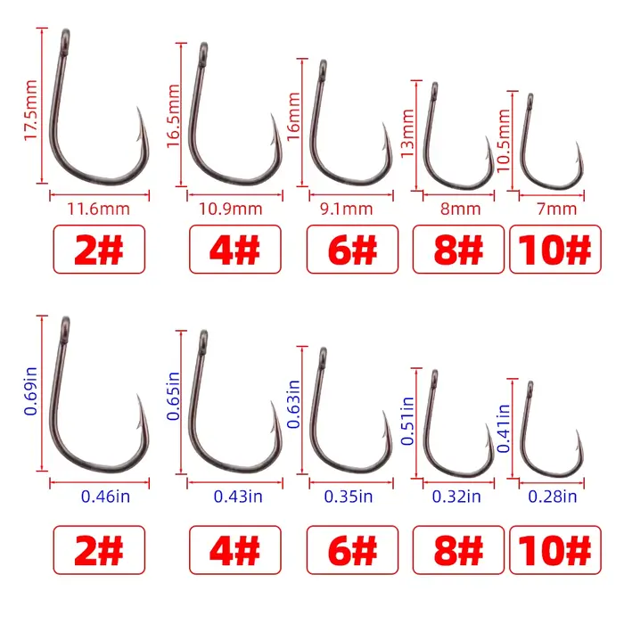 50 hameçons carp fishing Hirisi barbelés japonais acier carbone pour pêche carpe avec œil