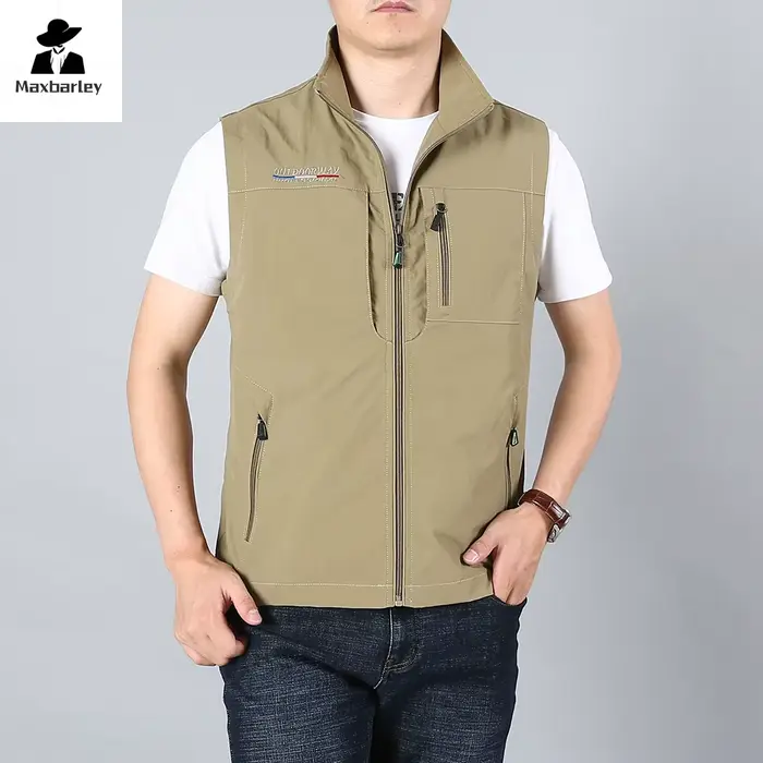 Veste sans manches pêche homme 2024 - Veste technique respirante avec poches pour pêche en été