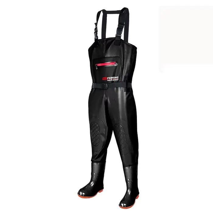 Waders pêche PVC léger 3kg - Combinaison leurre noire unisexe avec bottes intégrées étanches