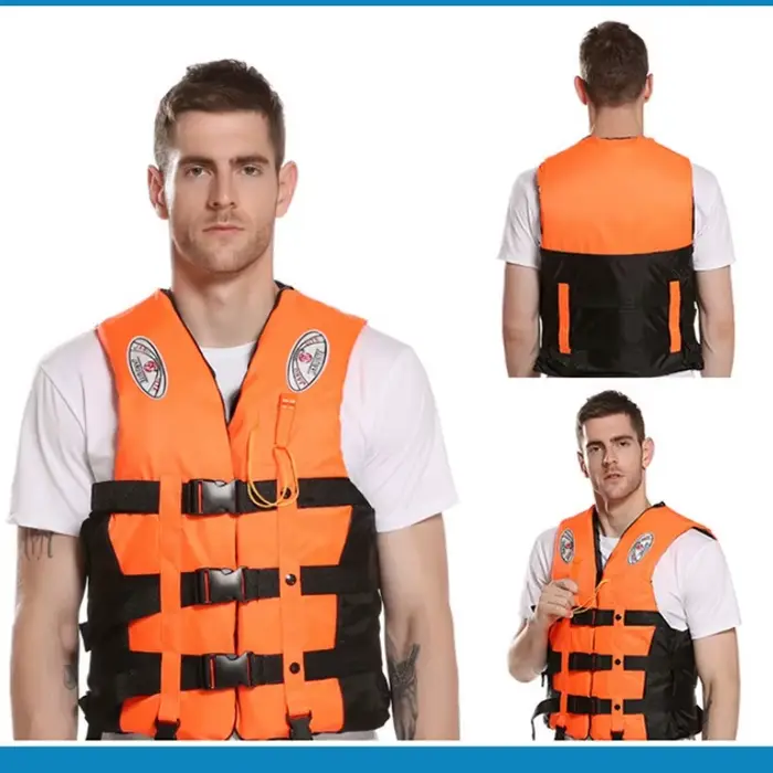 Gilet de sauvetage adulte réglable S à XXXL pour activités nautiques et pêche, avec sifflet et flottabilité ajustable