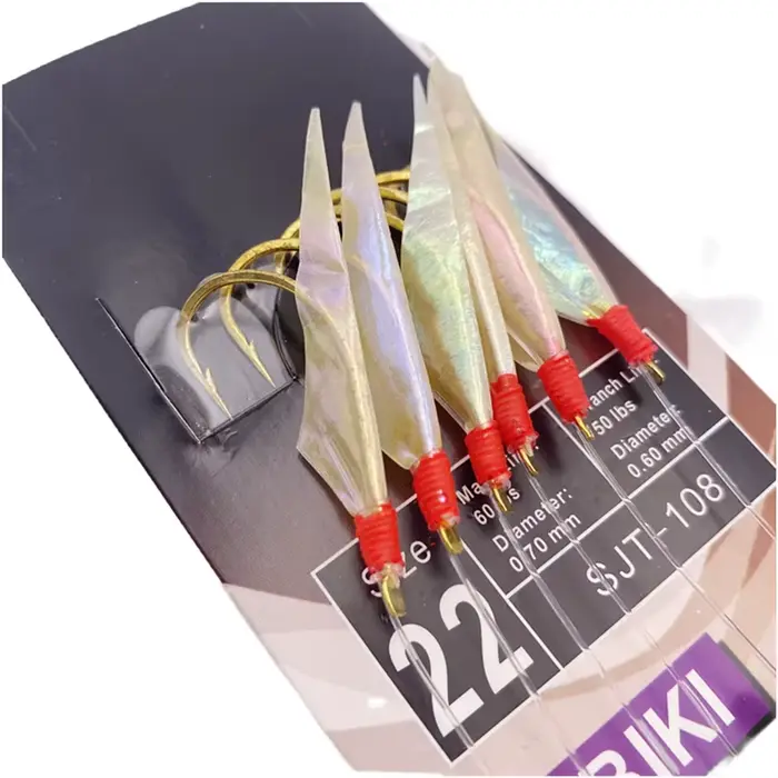 2 packs hameçons sabiki blancs peau poisson - appât crevette lumineux pêche mer