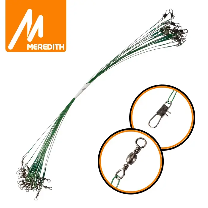 Ligne acier anti-morsure MEREDITH 15-30cm - Bas de ligne avec émerillon pour pêche prédateurs