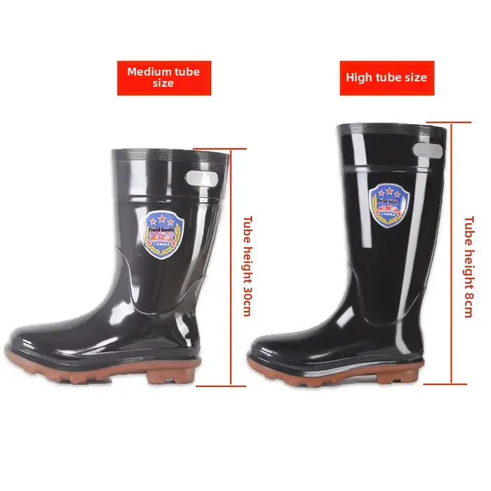 Bottes de pêche hautes noires imperméables anti-dérapantes pour hommes - Semelle tendon de bœuf résistante