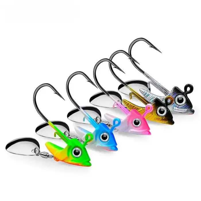 Lot de 5 Hameçons Plombés Crank Performants pour Leurres Souples Worm et Wobbler - 7g à