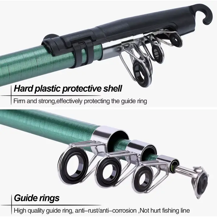 Canne télescopique 1.8m enfant fibre de verre durable spinning feeder carpe pêche débutant