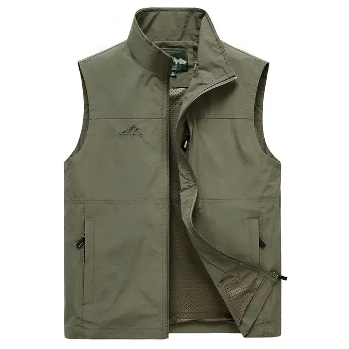 Gilet sans manches pêche homme été - Veste respirante multipoches pour pêche et voyage