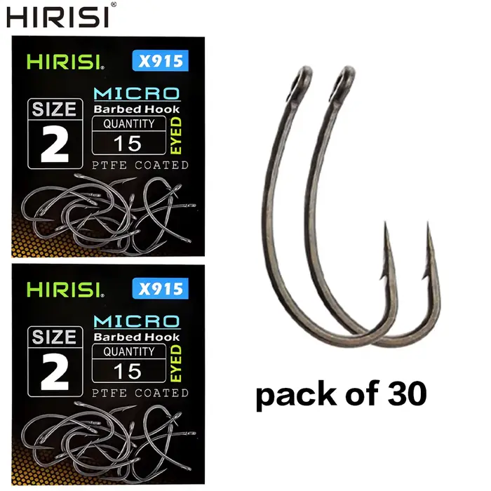 Hirisi 30x hameçons carpe micro-barbelés PTFE revêtus acier haute teneur en carbone accessoires pêche