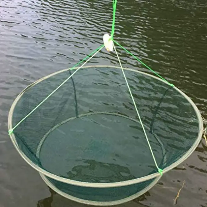 Filet de pêche pliable 80 à 100 cm pour crevettes crabes anguilles avec bouche coulissante et appât