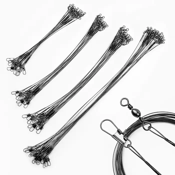 Ligne de pêche anti-dent acier 20 pièces avec émerillon leader 15 20 25 30 cm pour carnassiers