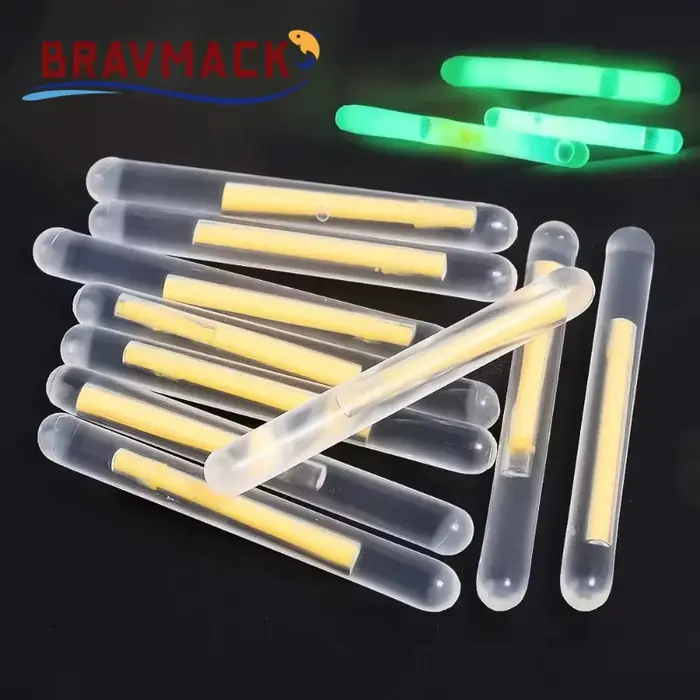 Bâtonnets luminescents fluo pêche de nuit BRAVMACK, 50 à 100 pièces pour flotteur et canne lumineux