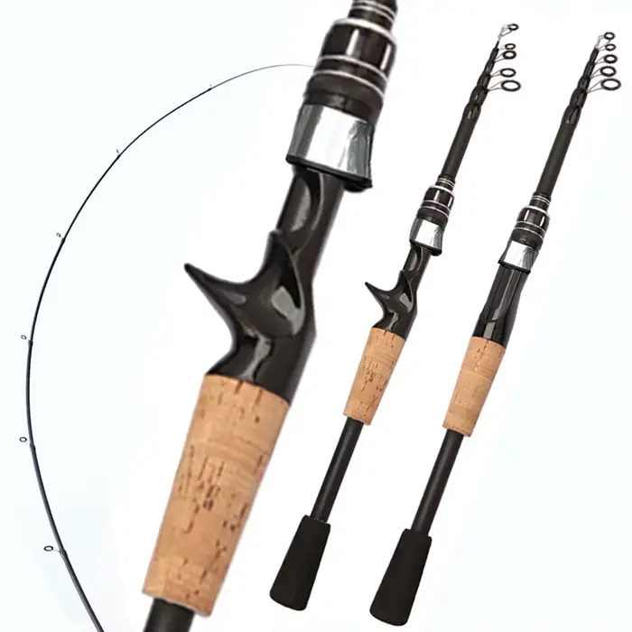 Canne à pêche télescopique baitcasting 8g-25g manche bois carbone léger professionnel pour leurres