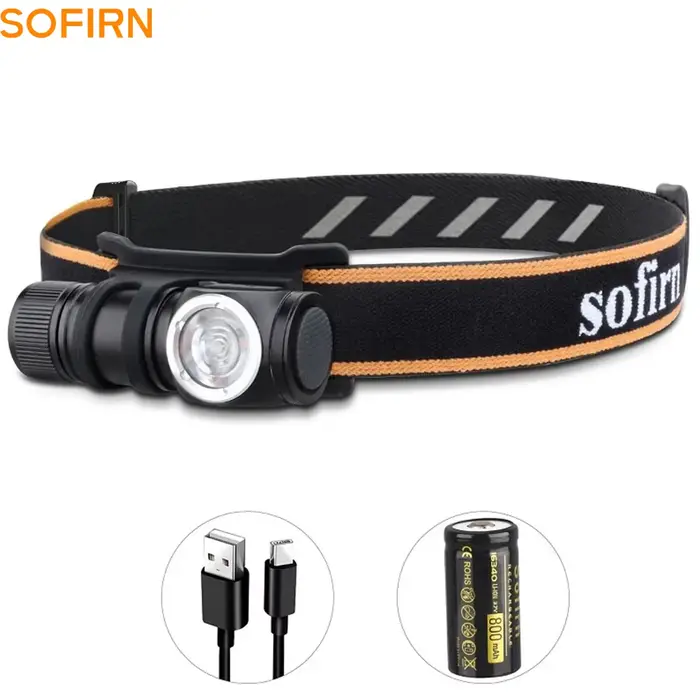 Lampe frontale mini Sofirn HS10 rechargeable USB-C 1100lm avec optique TIR et aimant pour pêche précise