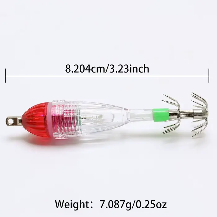 2 lumières de pêche avec hameçons LED clignotantes pour attirer calmars la nuit sous l'eau