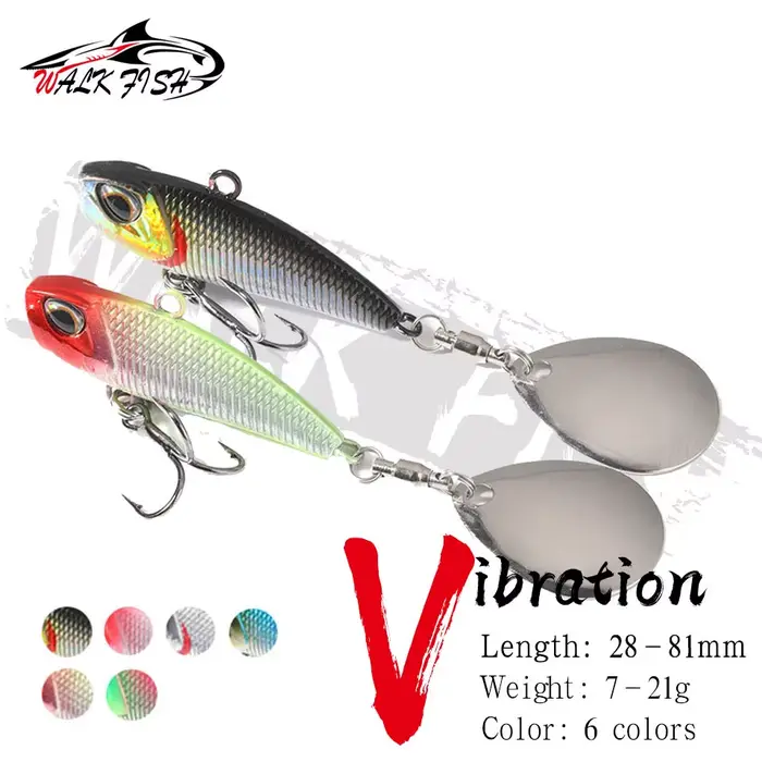 Leurre spinner bait métal vibrant 7g à 21g avec queue rotative et paillettes pour pêche au leurre