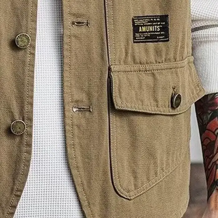 Veste de pêche sans manches pour hommes - Style coréen à poches solides - Veste de pêche homme extérieure