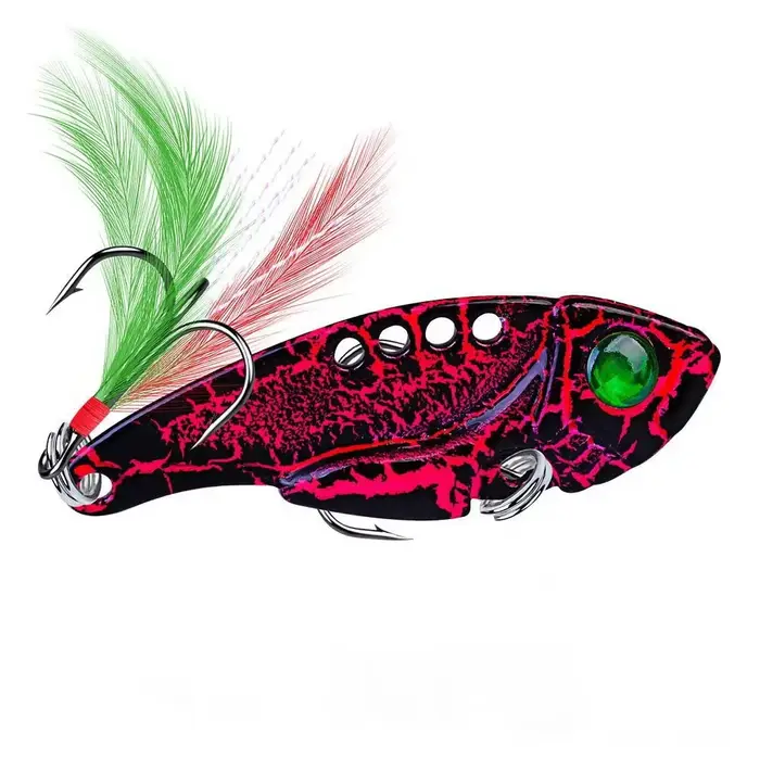 Leurre cuillère pêche brochet 50mm 10.5g 8 couleurs avec hameçon triple, leurre métal vibrant wobble