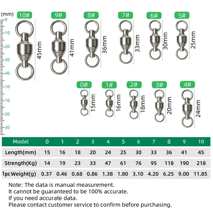 Émerillons à roulement à billes DNDYUJU 10-20pcs acier inoxydable - Accessoires pêche qualité
