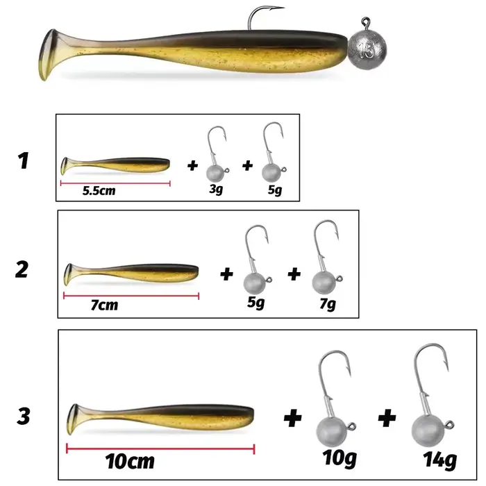 50 leurres métalliques jig de 3g à 14g pour pêche verticale - Kit complet avec têtes plombées et hameçons