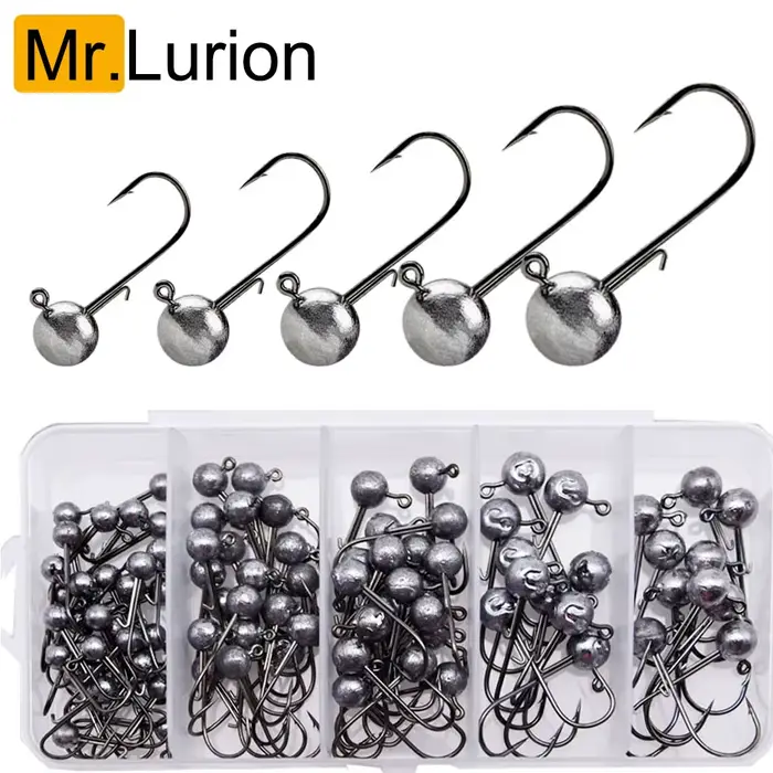 Lot de 100 têtes plombées jig shank round ball 1g à 3g hameçon acier haute teneur