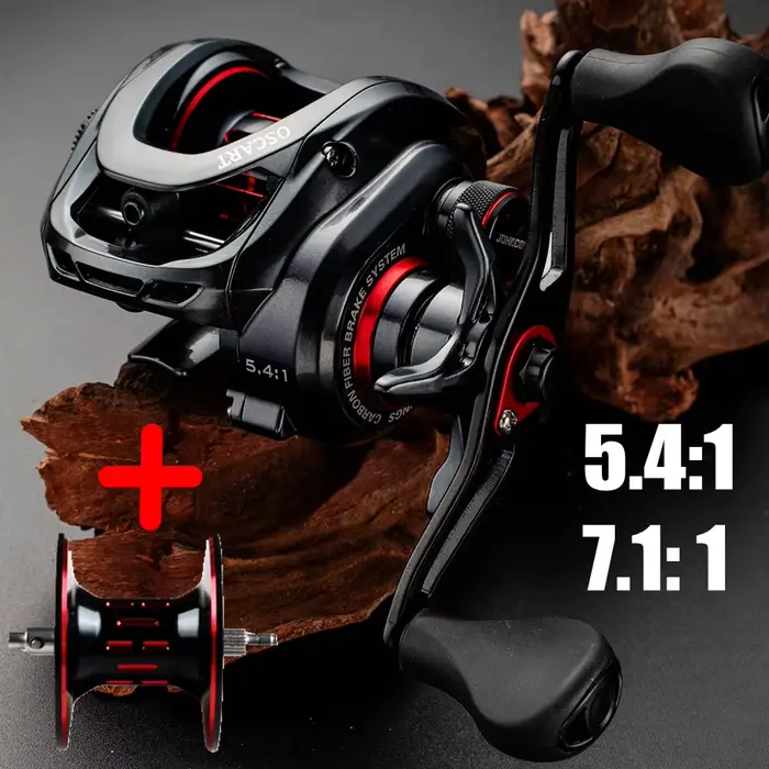Saltwater Baitcasting Reel and Baitcaster 5.4:1 7.1:1 With Spare Spool Bait Cast