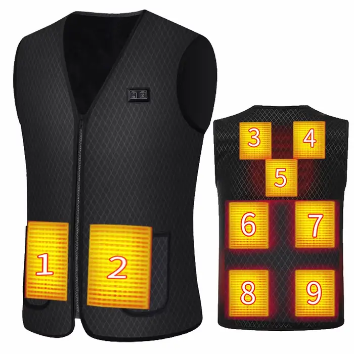 Veste chauffante graphene USB camping - Manteau électrique chauffant sport homme femme hiver
