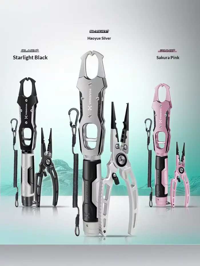 Pince multifonction pêche Hasida Aurora avec pèse-poisson et grip rotatif 360° capacité 18kg en alliage aluminium