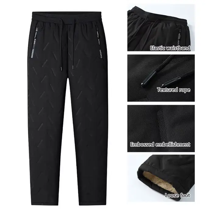 Pantalon hiver homme cachemire polaire épais coupe-vent imperméable pêche pêche chaud