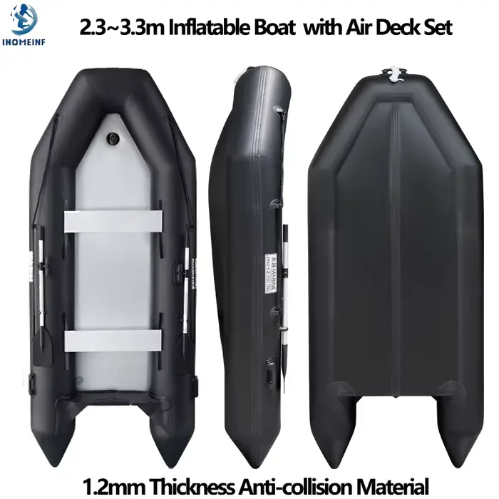 Bateau de pêche gonflable PVC 2.3-3.3m avec pont aérien 1.2mm anti-collision pour rafting et kayak