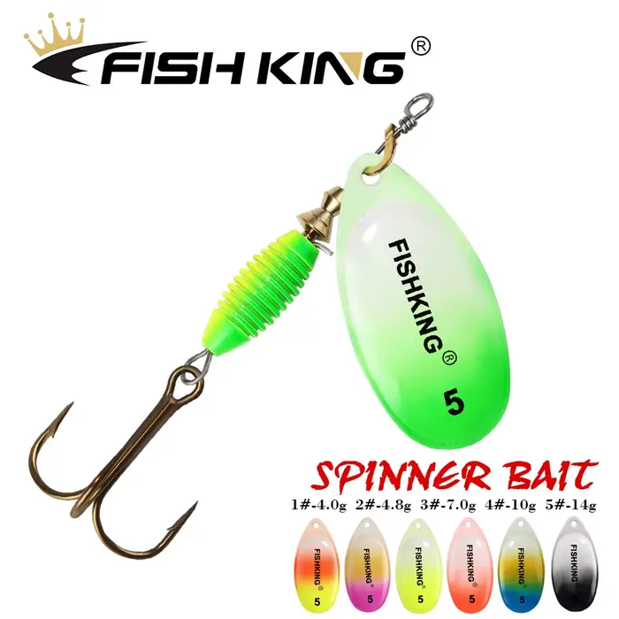 Leurre métallique spinner bait Fish King 4g à 14g pour brochet, leurres durs de pêche avec hameçon triple