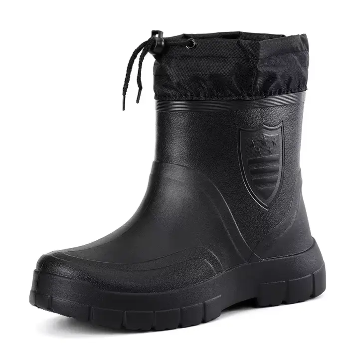 Bottes de pluie homme imperméables 2024 anti-vent avec rembourrage coton - Chaussures pêche chaudes