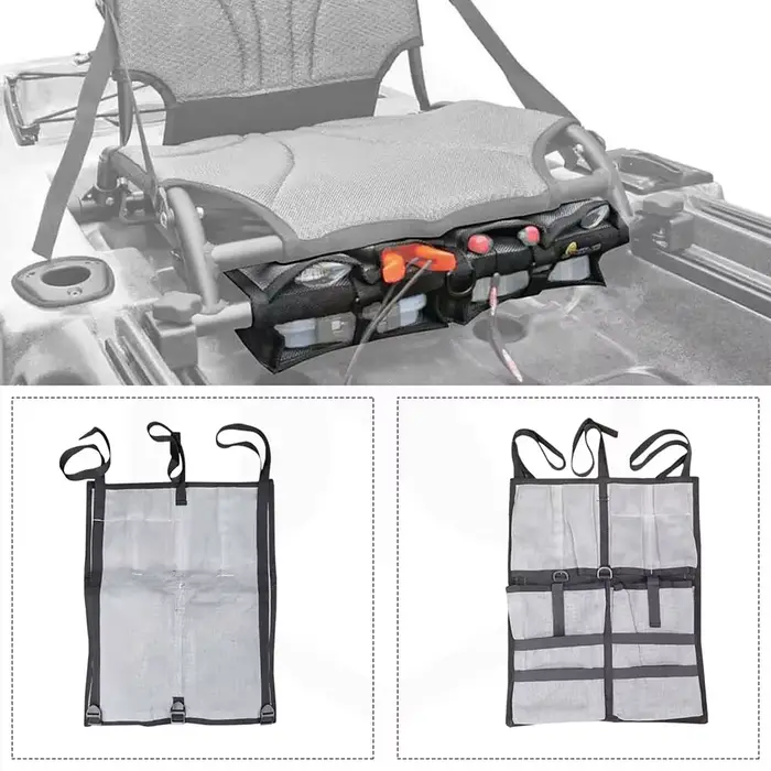Sac de rangement sous siège pour kayak - Poche organisation en mesh pour outils de pêche