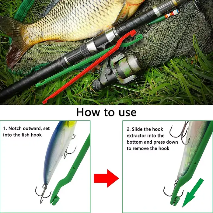 Dégorgeoir à poissons portable et léger - Outil d'extraction d'hameçons plastique pour pêche