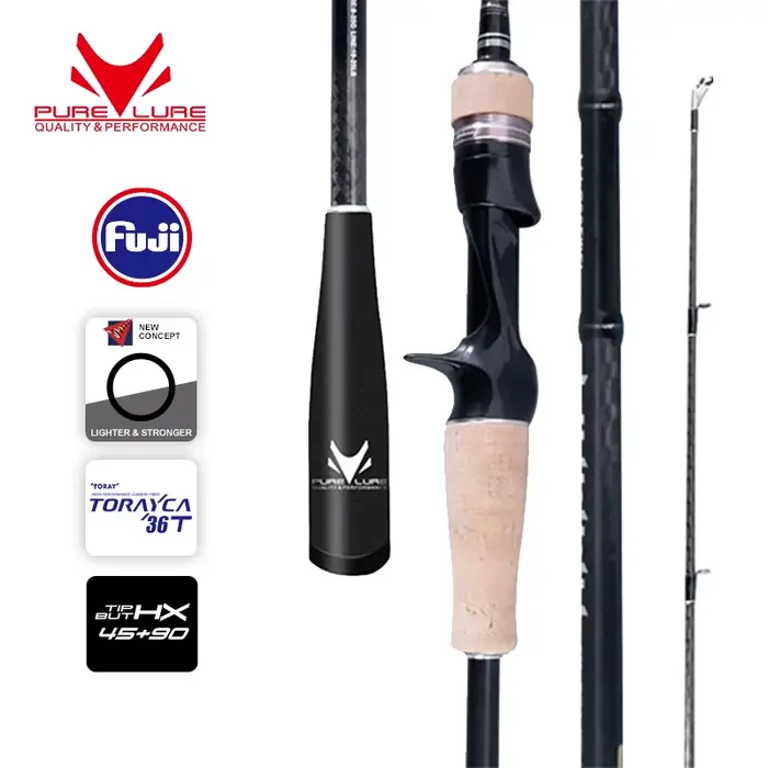 Canne à pêche PURELURE FIAMMA - Combo carbone universel avec poignée liège pour lancer longue distance