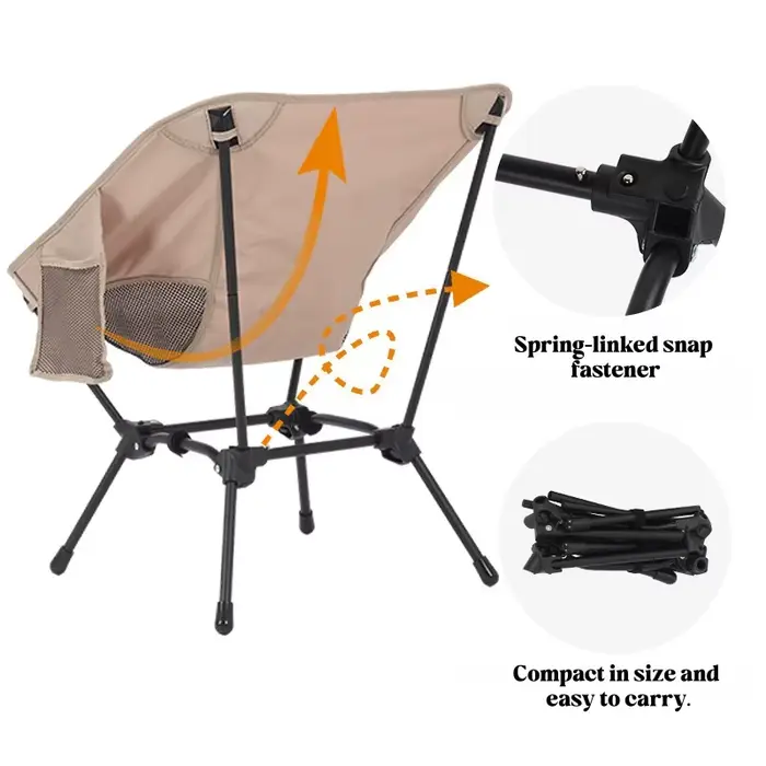 Chaises pliantes pêche et plage structure carrée tubes fer légères pour camping portable