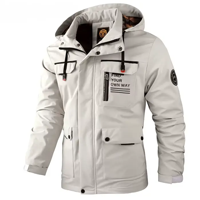 Veste de pêche décontractée capuche homme - Veste imperméable soft shell hiver grande taille