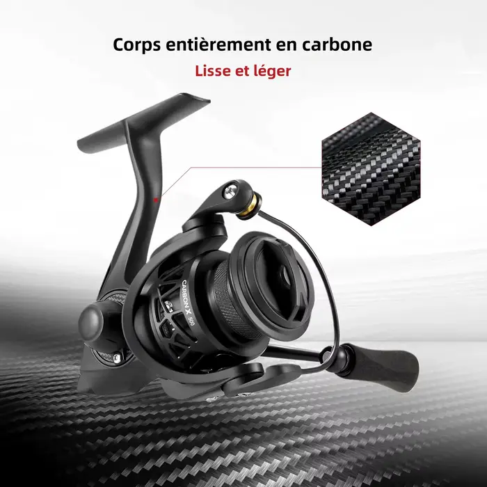 Moulinet spinning Piscifun Carbon X 145g ultra-léger 15kg drag pour truite et carnassiers en eau douce