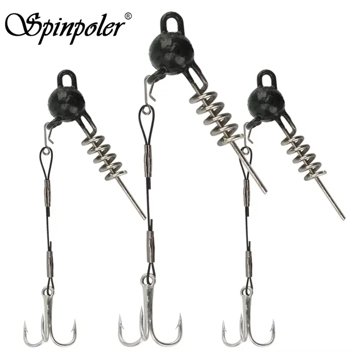 Montage pêche leurre souple avec hameçon triple acier pour brochet sandre perche et black bass