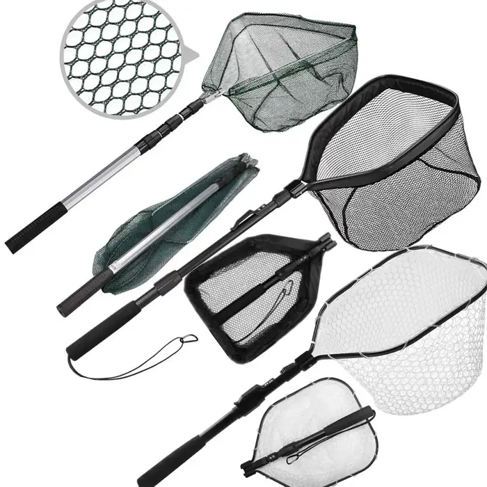 Filet de pêche télescopique 55 à 190 cm pour salmonidés, carpe et silure, pliable et facile à manœuvrer