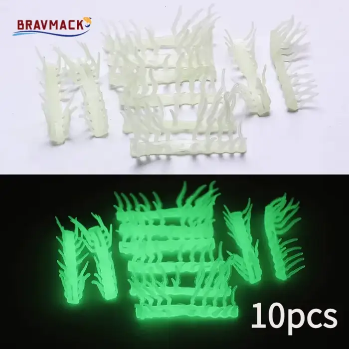 10 accessoires crevettes en bois luminescents pour leurres souples, appâts artificiels pêche nocturne