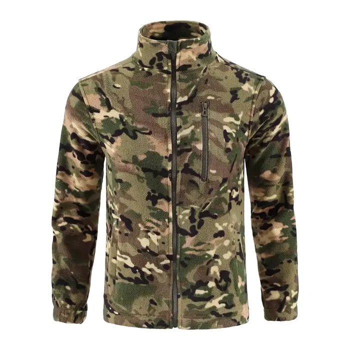 Veste camouflage extérieur polaire double face pour pêche et randonnée - Confort chaud